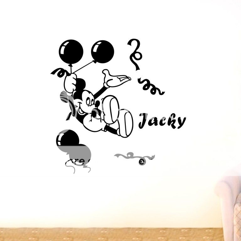 Custom Personalised Name Mickey Mouse Home Wall Art Stickers Kid Decor