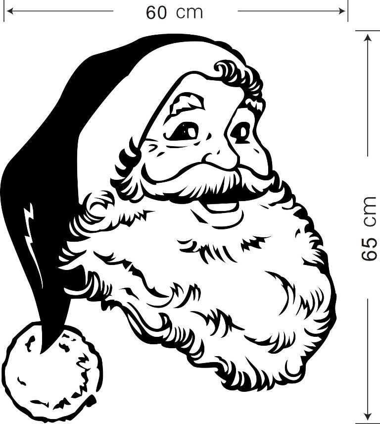 Merry Xmas Large Santa Claus Head Wall Art Sticker Removable Vinyl ...